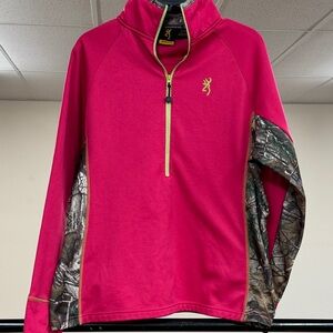 Browning Pink and Camo Quarter-Zip Pullover